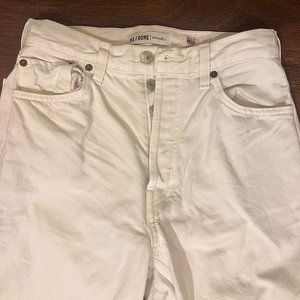 RE/DONE: White High Rise Stove Pipe Cropped Jeans (size 28)